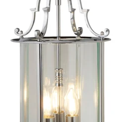 Lámpara colgante Bevelled Lantern, vidrio, cromo