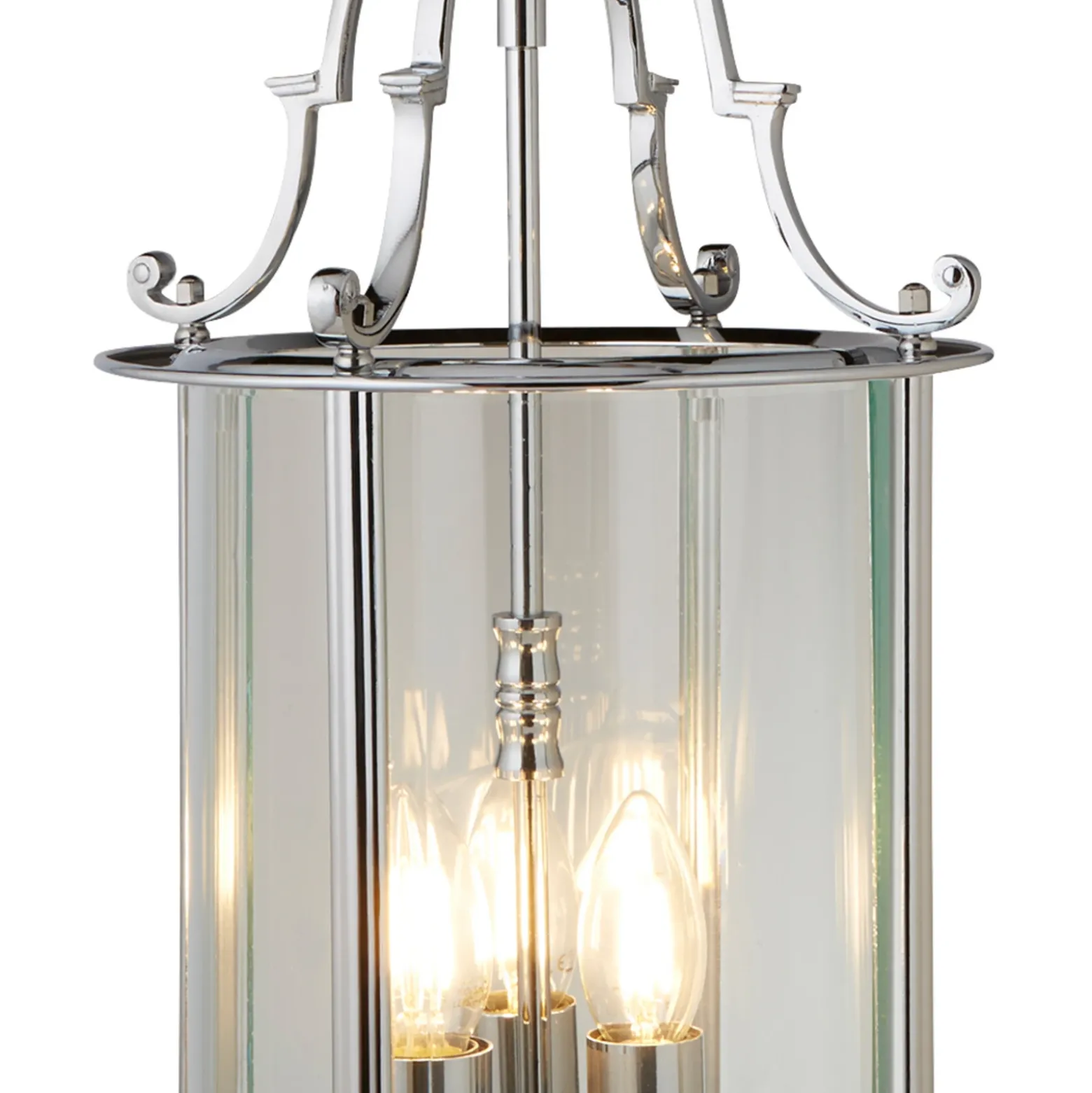 Lámpara colgante Bevelled Lantern, vidrio, cromo