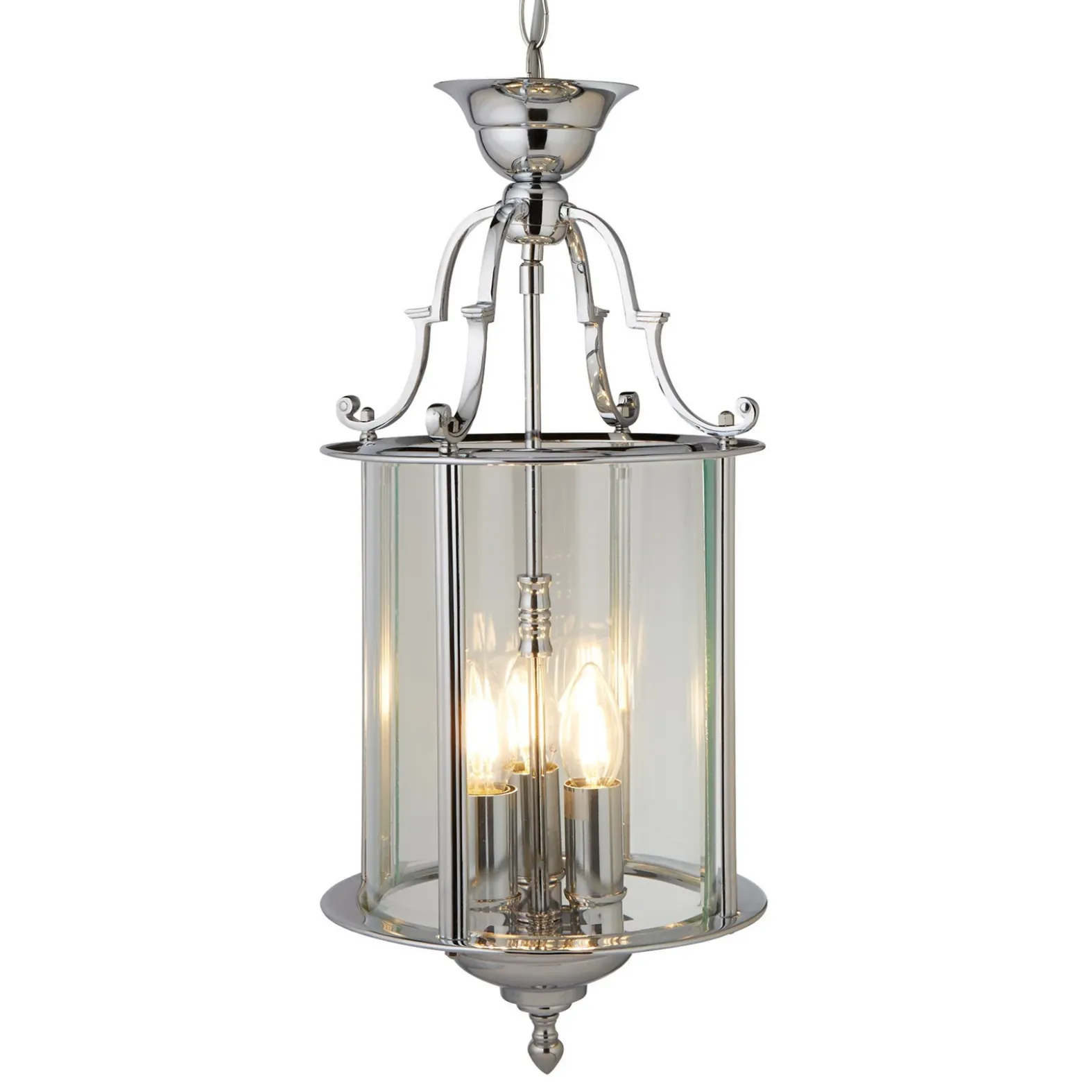 Lámpara colgante Bevelled Lantern, vidrio, cromo