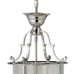 Lámpara colgante Bevelled Lantern, vidrio, cromo