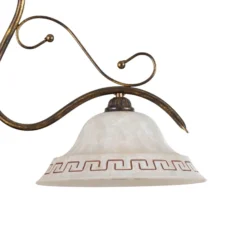 Lámpara colgante BILIARDO GIORGIO, crema/bronce, cristal/hierro 2 luces.