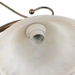Lámpara colgante BILIARDO GIORGIO, crema/bronce, cristal/hierro 2 luces.