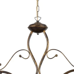 Lámpara colgante BILIARDO GIORGIO, crema/bronce, cristal/hierro 2 luces.