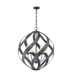 Lámpara colgante Blacksmith, Ø 66 cm, negra, 5 luces, IP44