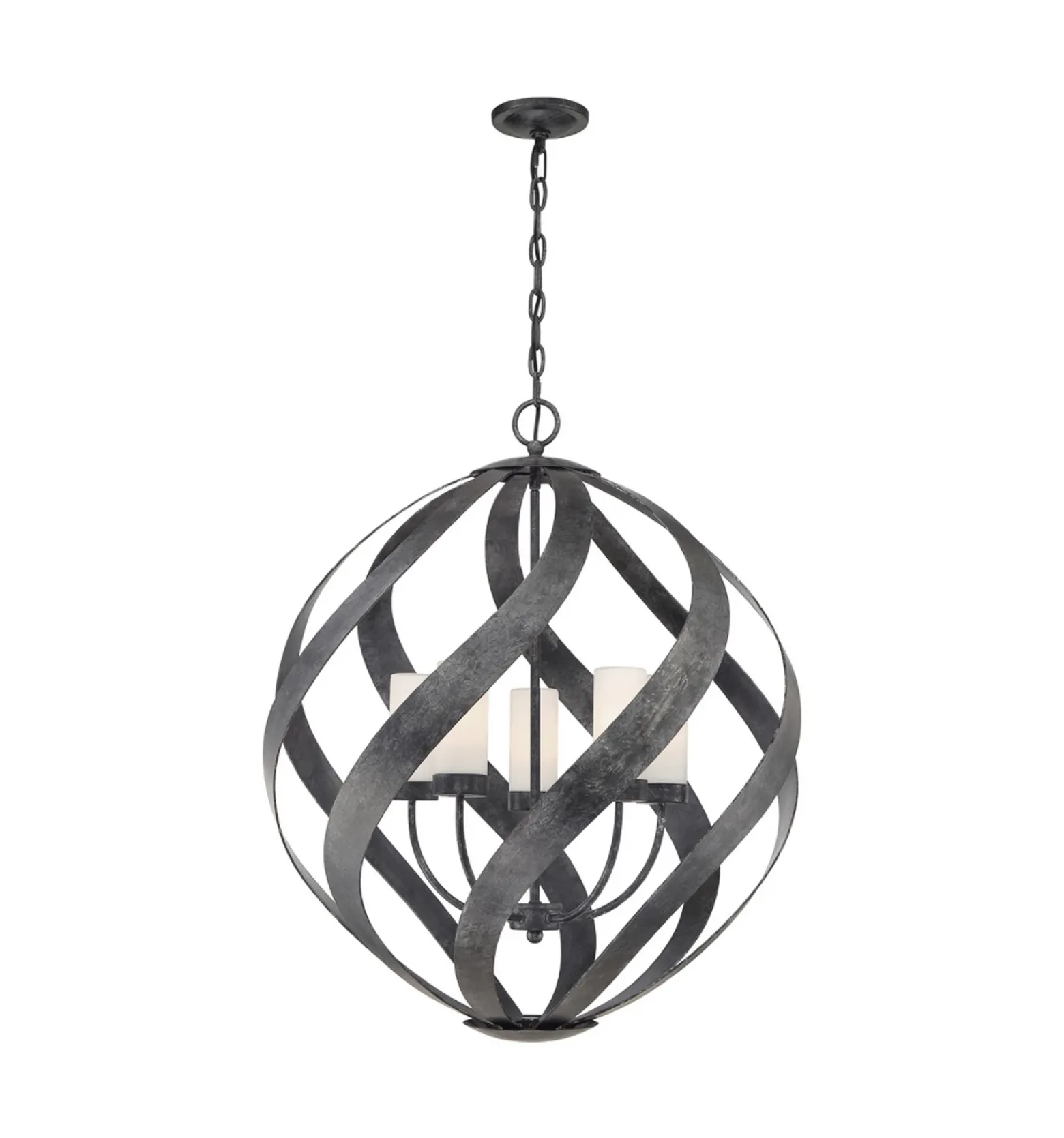 Lámpara colgante Blacksmith, Ø 66 cm, negra, 5 luces, IP44