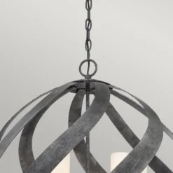 Lámpara colgante Blacksmith, Ø 66 cm, negra, 5 luces, IP44