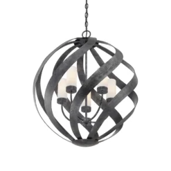 Lámpara colgante Blacksmith, Ø 66 cm, negra, 5 luces, IP44