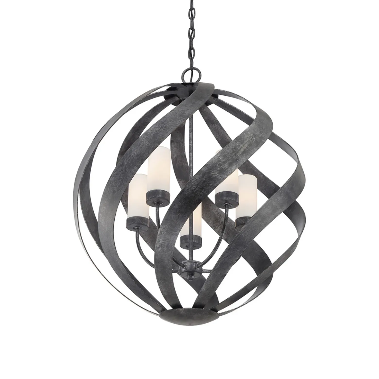 Lámpara colgante Blacksmith, Ø 66 cm, negra, 5 luces, IP44