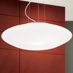 Lámpara colgante Blanc vidrio opalino, níquel mate