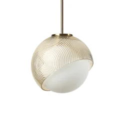 Lámpara colgante Bloom de IDEAL LUX, Ø 17 cm, latón, metal/cristal