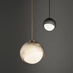 Lámpara colgante Bloom de IDEAL LUX, Ø 17 cm, negra, metal/cristal