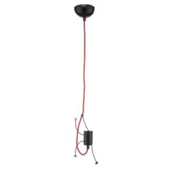 Lámpara colgante Bobi 1 en negro, cable rojo, 1 luz.