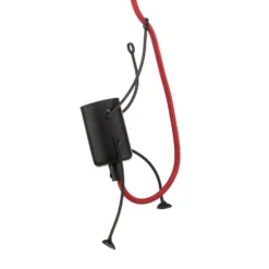 Lámpara colgante Bobi 1 en negro, cable rojo, 1 luz.