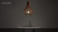 Lámpara colgante Bodo, madera de color claro