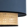 Lámpara colgante Boho, azul/madera, Ø 45 cm, tela/ratán
