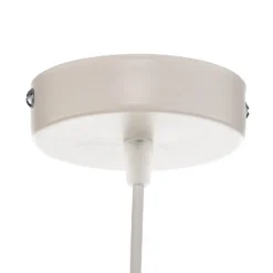 Lámpara colgante Boho, beige/madera, Ø 45 cm, tela/ratán