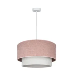 Lámpara colgante Boho, beige/rosa, Ø 45 cm, tejido, E27