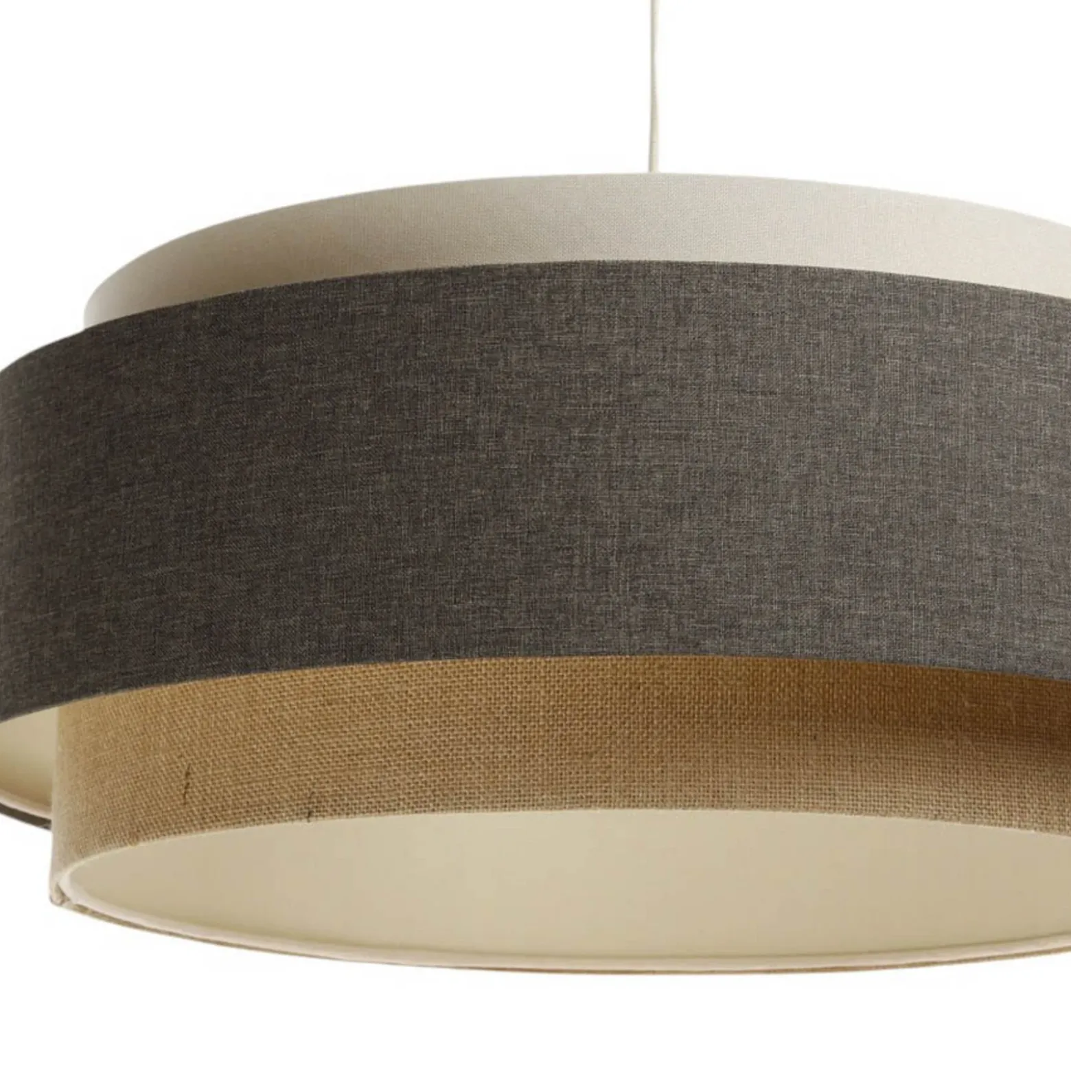 Lámpara colgante Boho Elegant, marrón/beige/crema, Ø 60cm, textil