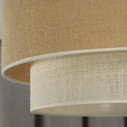 Lámpara colgante Boho, marrón/blanca, Ø 45 cm, tejido