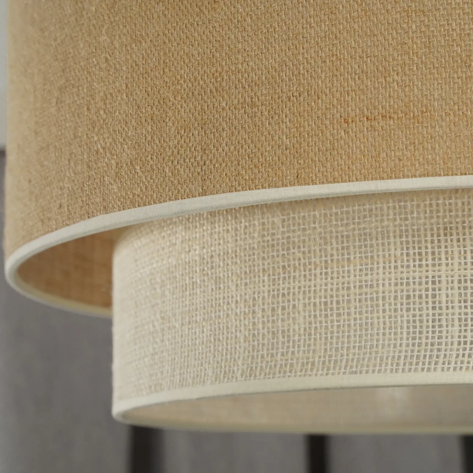 Lámpara colgante Boho, marrón/blanca, Ø 45 cm, tejido