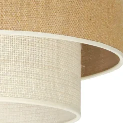Lámpara colgante Boho, marrón/blanca, Ø 45 cm, tejido