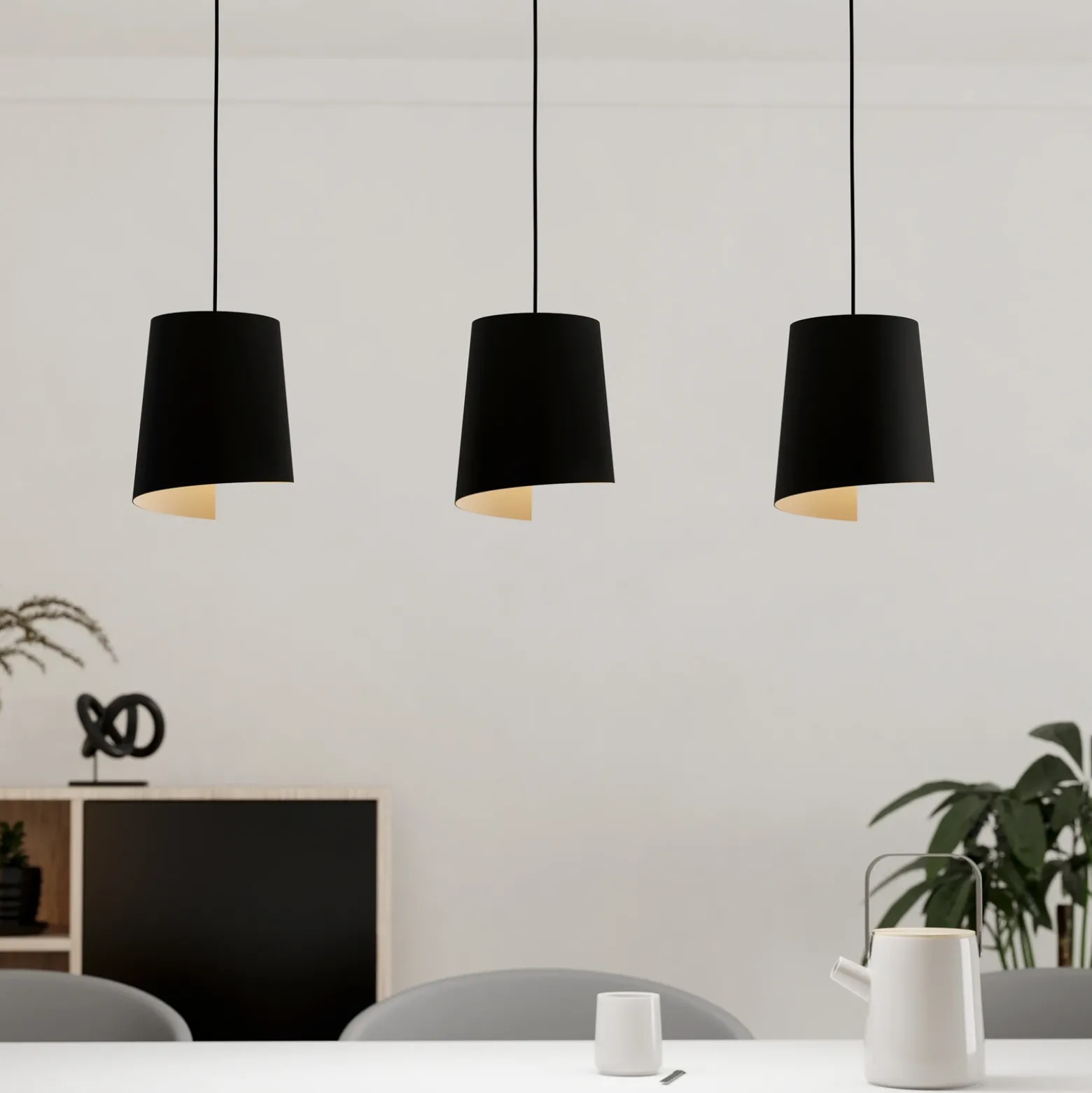 Lámpara colgante Bolivia color negro/arena, 3 luces