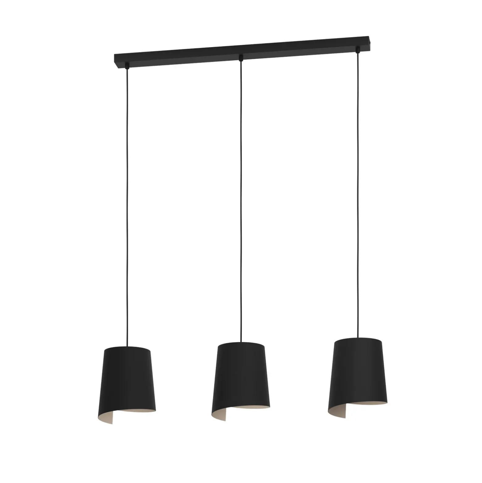 Lámpara colgante Bolivia color negro/arena, 3 luces