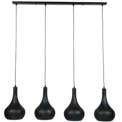 Lámpara colgante Bombur de 4 luces negro-marrón