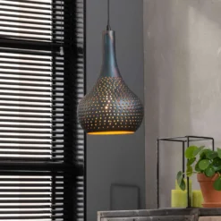Lámpara colgante Bombur 1 luz negro-marrón