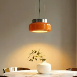 Lámpara colgante BonBon, naranja, Ø 25 cm, cristal