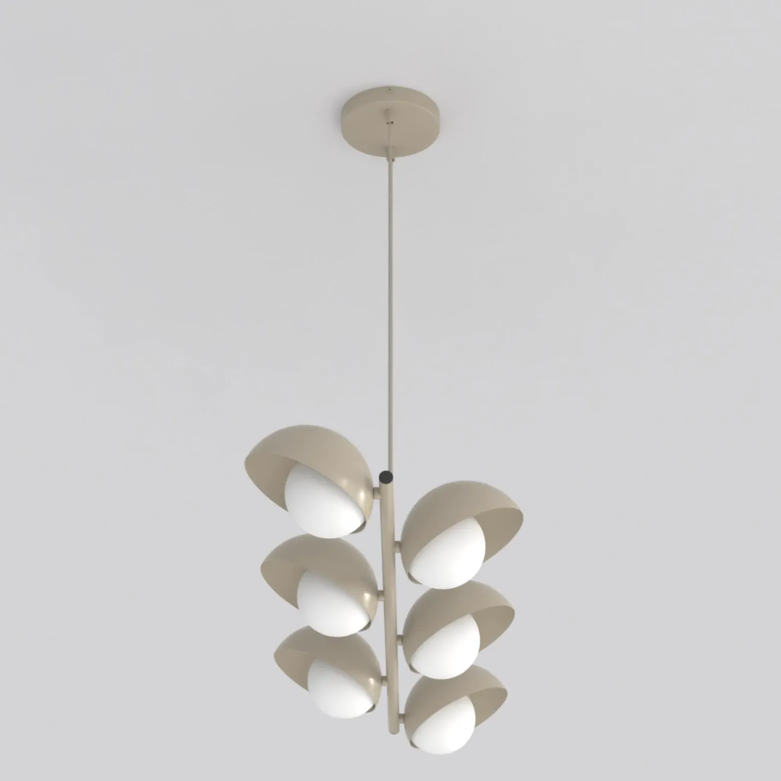 Lámpara colgante BOOM, color beige, longitud 88 cm, 6 luces, metal/cristal