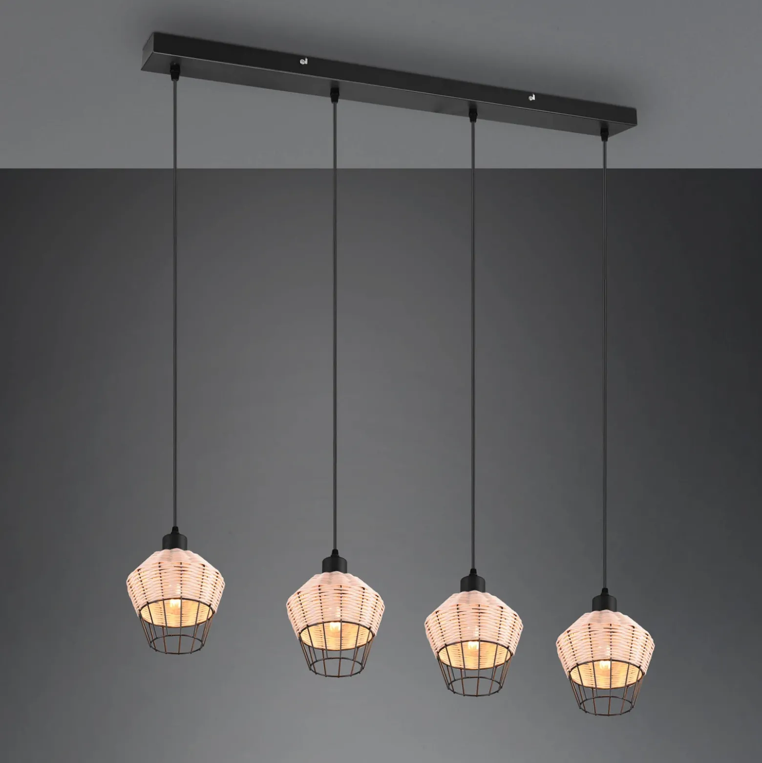 Lámpara colgante Borka, 4 luces, natural