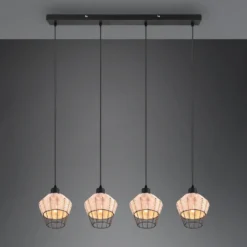Lámpara colgante Borka, 4 luces, natural
