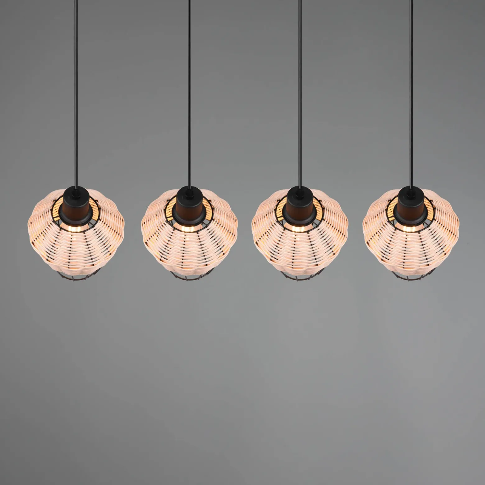 Lámpara colgante Borka, 4 luces, natural