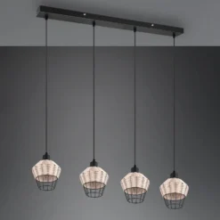 Lámpara colgante Borka, 4 luces, natural