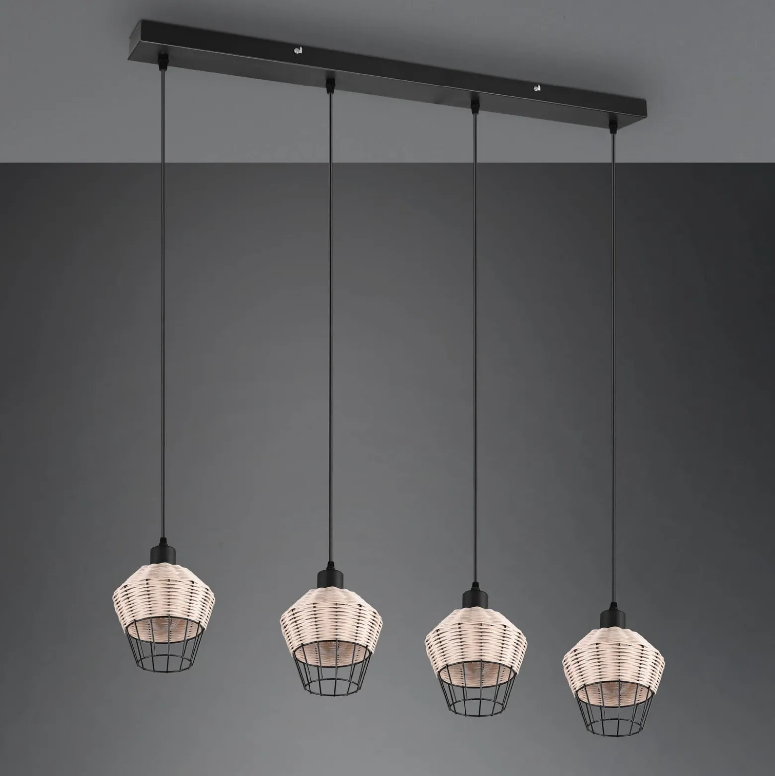 Lámpara colgante Borka, 4 luces, natural