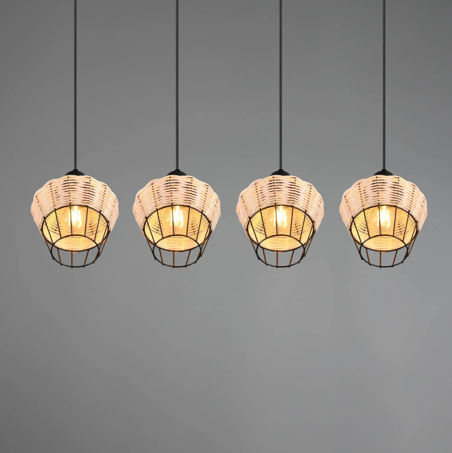 Lámpara colgante Borka, 4 luces, natural