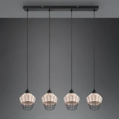 Lámpara colgante Borka, 4 luces, natural