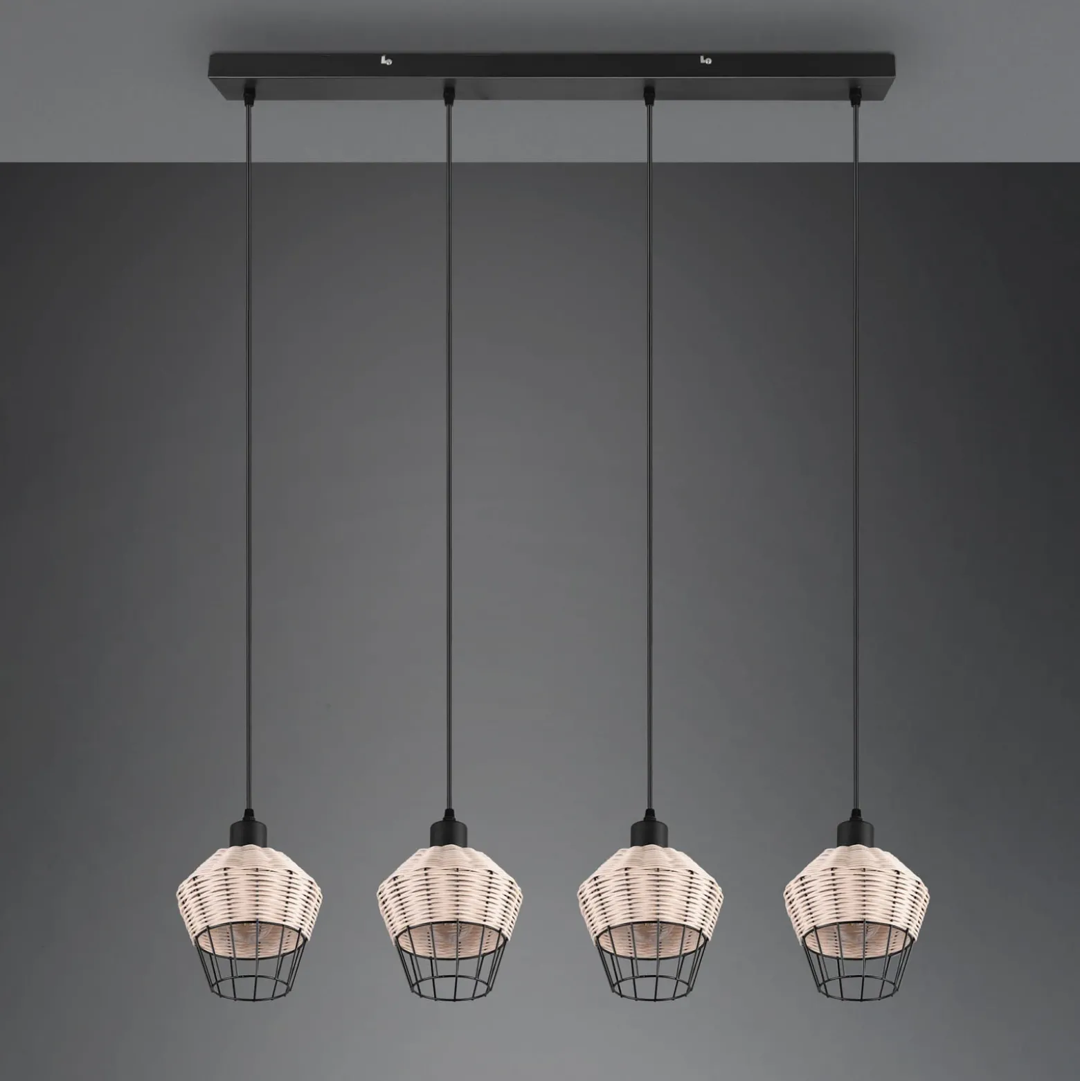 Lámpara colgante Borka, 4 luces, natural