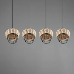 Lámpara colgante Borka, 4 luces, natural