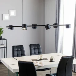 Lámpara colgante Bot, negro, 6 luces