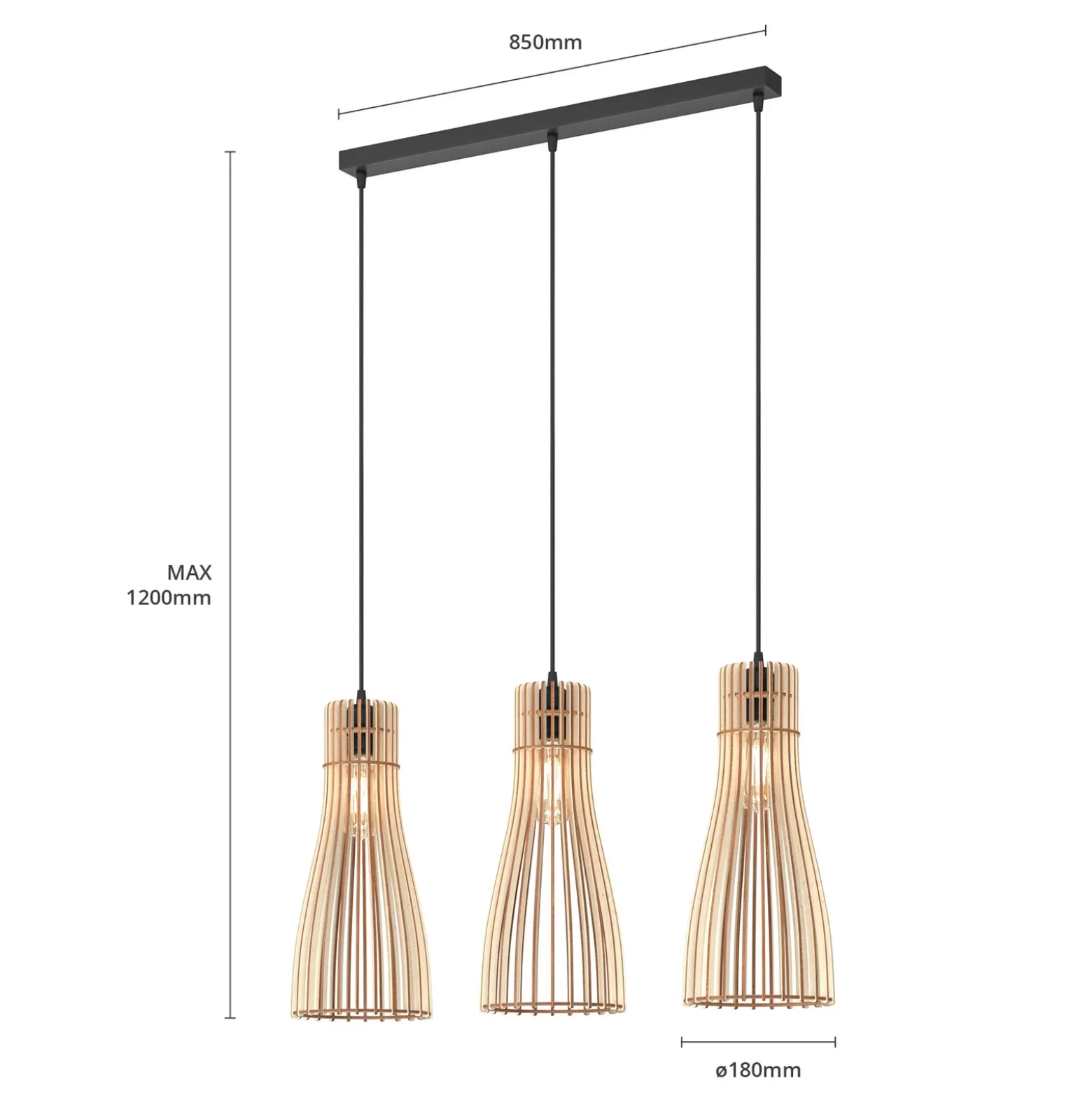Lámpara colgante Bottle, 3 luces