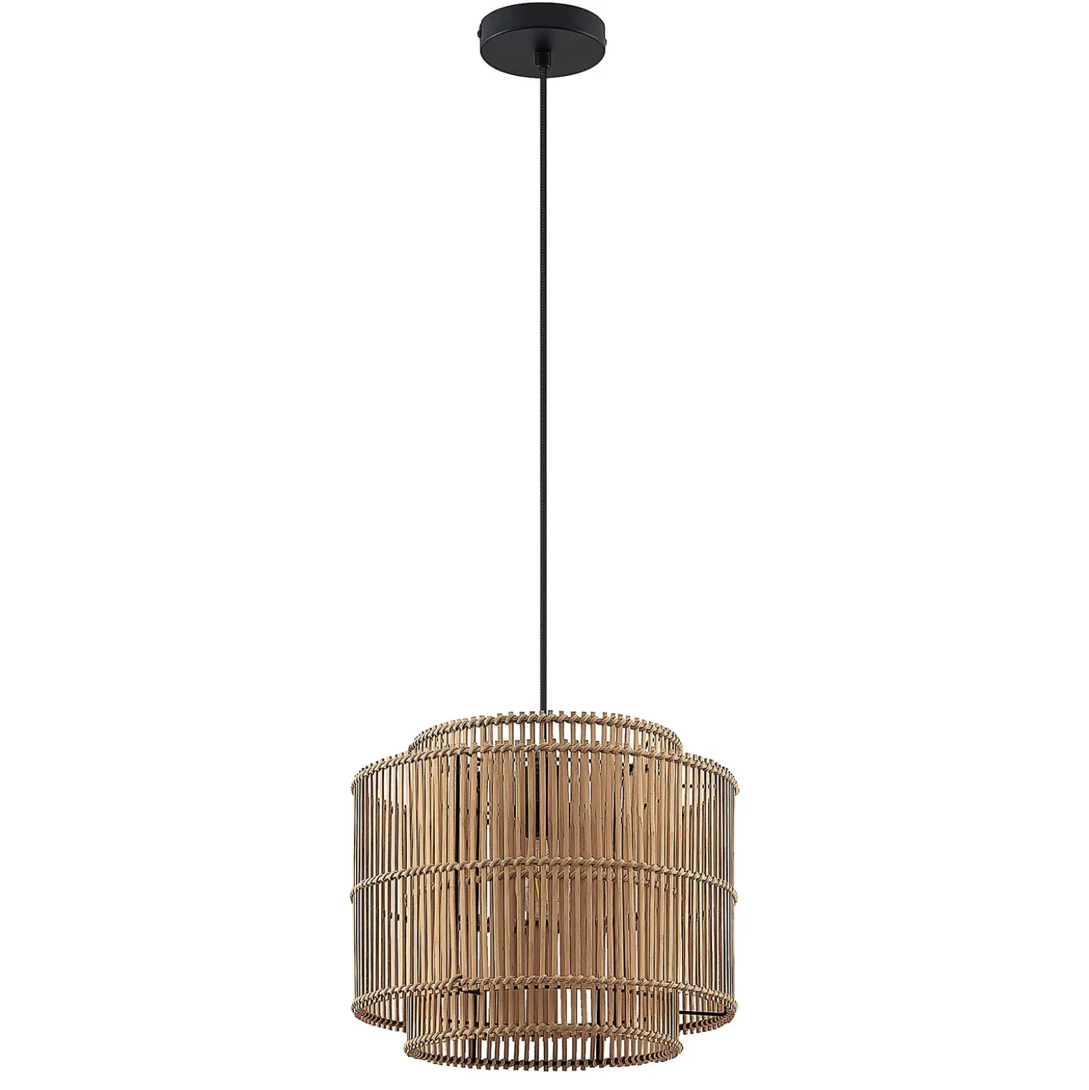 Lámpara colgante Bridga de Lindby, Ø 35 cm, negra, de bambú