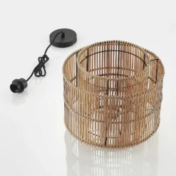 Lámpara colgante Bridga de Lindby, Ø 35 cm, negra, de bambú