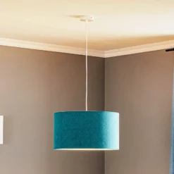 Lámpara colgante Bristol, diseño tejido, turquesa