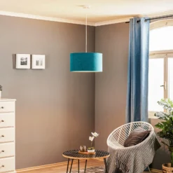 Lámpara colgante Bristol, diseño tejido, turquesa