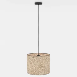 Lámpara colgante Butterburn, Ø 36 cm, beige/verde, tela