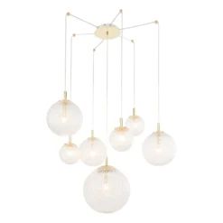 Lámpara colgante Cadix de cristal, 7 luces