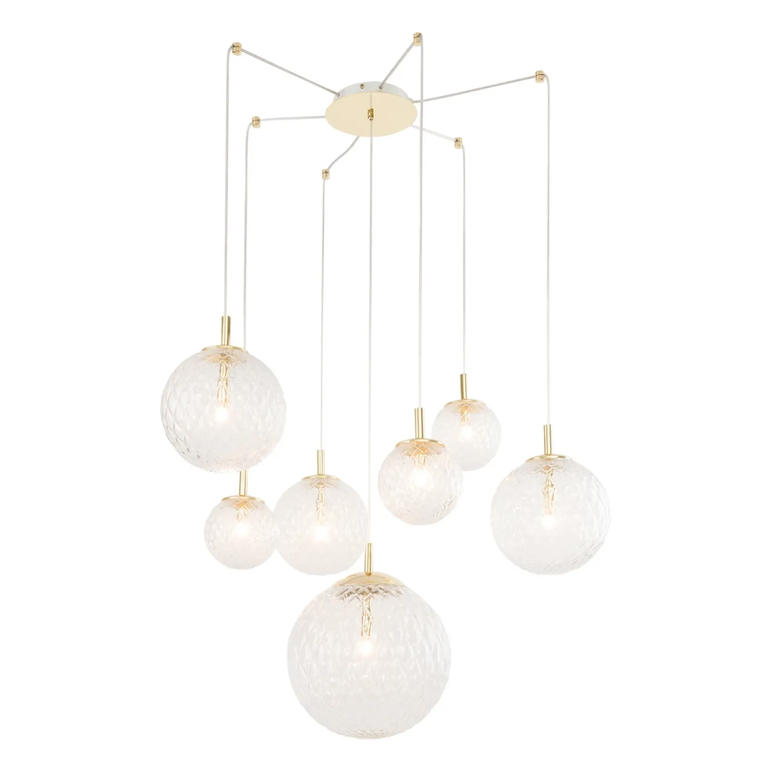 Lámpara colgante Cadix de cristal, 7 luces