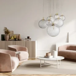Lámpara colgante Cadix de cristal, 7 luces